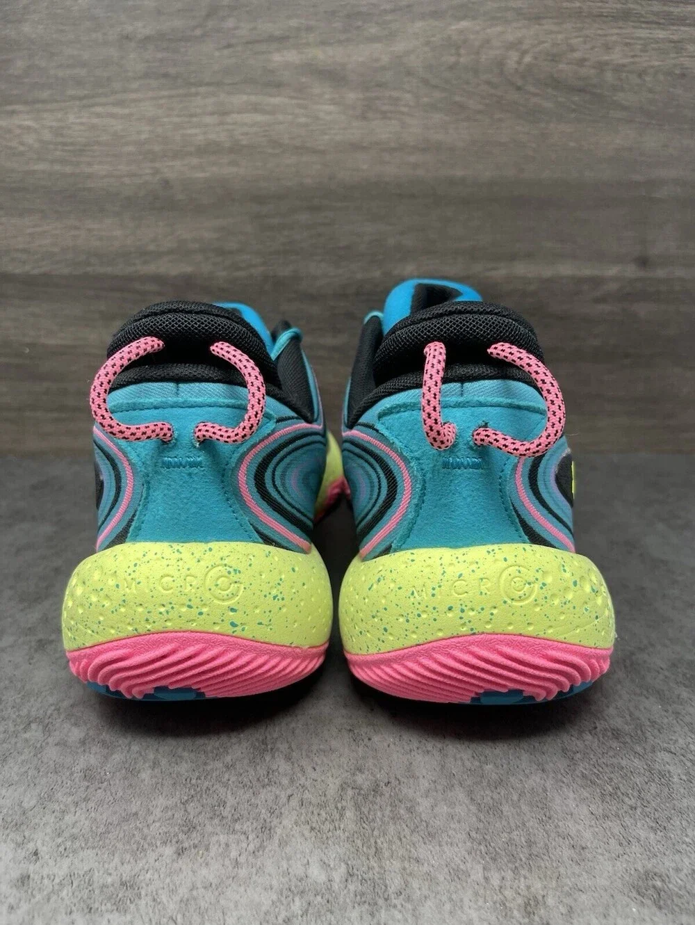 Under Armour Spawn 6 Mens Size 15 Blue Pink Volt Basketball Shoes Flow Cushion